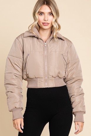 Beivy Cropped Puffer Vest - Women's Coats/Jackets in Cream