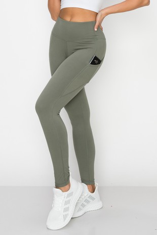 Hanas Fashion Socks Women's High Waist Solid Color Tight Fitness Yoga Pants  Nude Hidden Yoga Pants Army Green M 