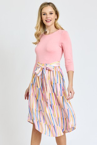 Poetic Justice Plus Size Curvy Women's Mauve Athletic Stripe A-Line Midi  Dress Size 1X at  Women's Clothing store