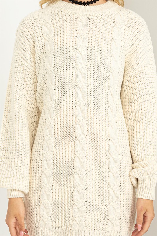 HYFVE - Cable-Knit Ribbed Mini Sweater Dress
