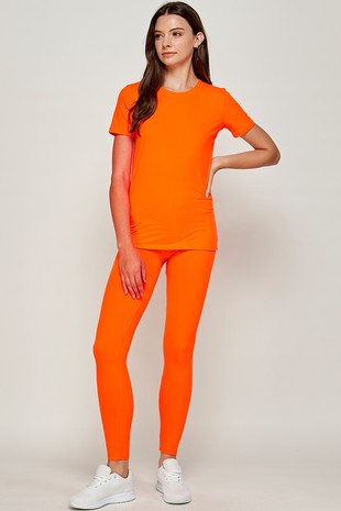 NWT Alo Yoga Ribbed Cropped Savvy Short Sleeve Top Shirt Golden Orange L