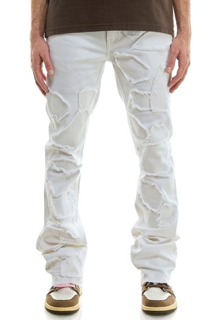 KDNK Men Stacked Cargo Pants (White)