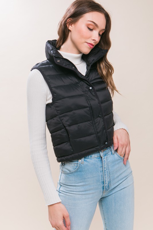 Evoq Nine - Hooded Maxi Puffer Vest Black M | hipicon