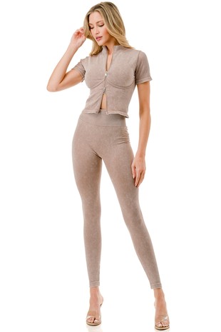 Women Plus Size Ribbed Zip Front Long Sleeve Top & Leggings Set – Dvine  Timing Collection LLC®️