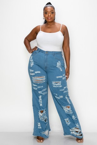 Lucky & Blessed Light Wash Flare Leg Plus Size Jeans