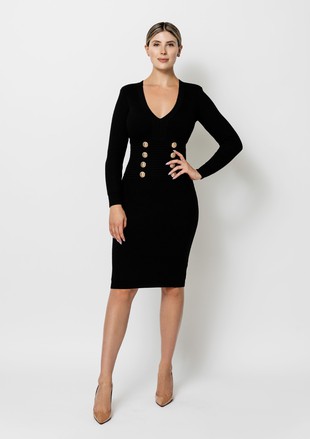 Black Long Sleeve Bodycon Dress With Diamante Detail – Styledup