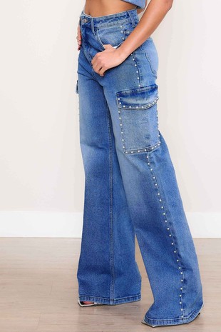 Plus Size Dark Wash High Rise Flared Jeans from Vibrant MIU