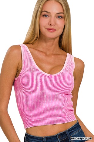Washed Ribbed Seamless Crop Tank  Olive Mustard – Couture Health and  Wellness